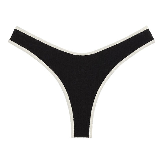 Black (crème bindi) Terry Rib ajout couverture Lulu Bikini Bottom